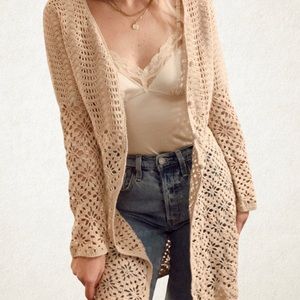 Vintage Long Crochet Cardigan